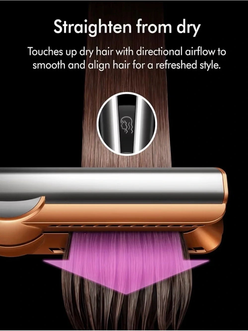 Dyson Airstrait Hair Dryer/Straightener in One Silver and Copper
